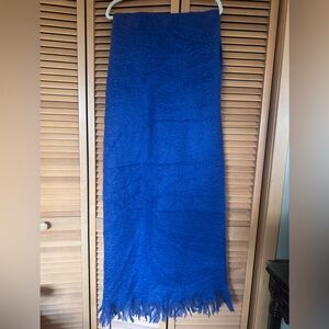Hijos de Cecilio Mohair Blend Scarf • Made in Spain • Cobalt Blue Fringe •